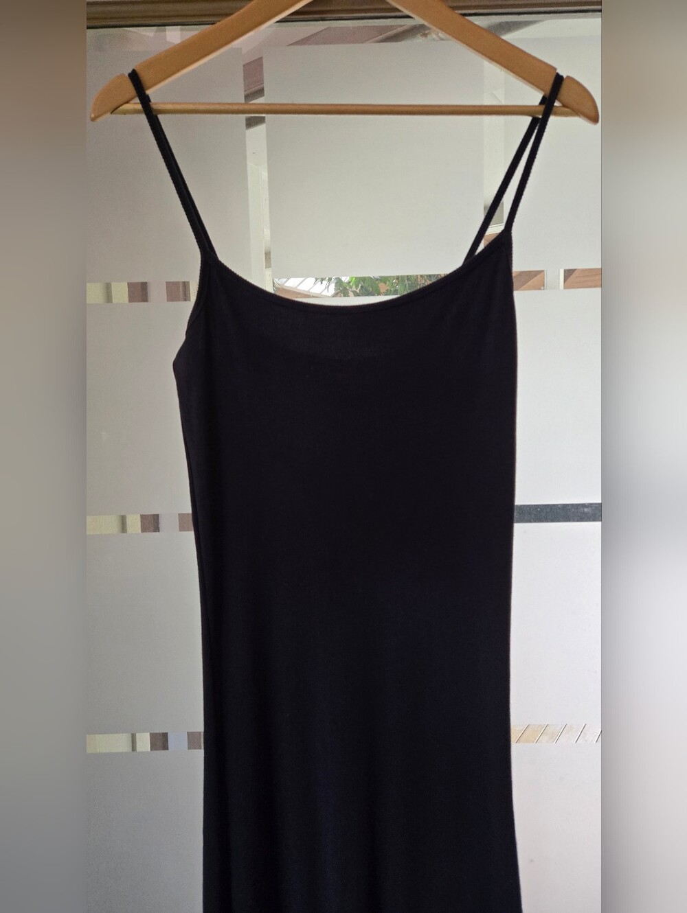 RVCA Black Slink Midi Slip Dress with Spaghetti Straps